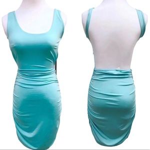 New Turquoise Backless  Bodycon Dress